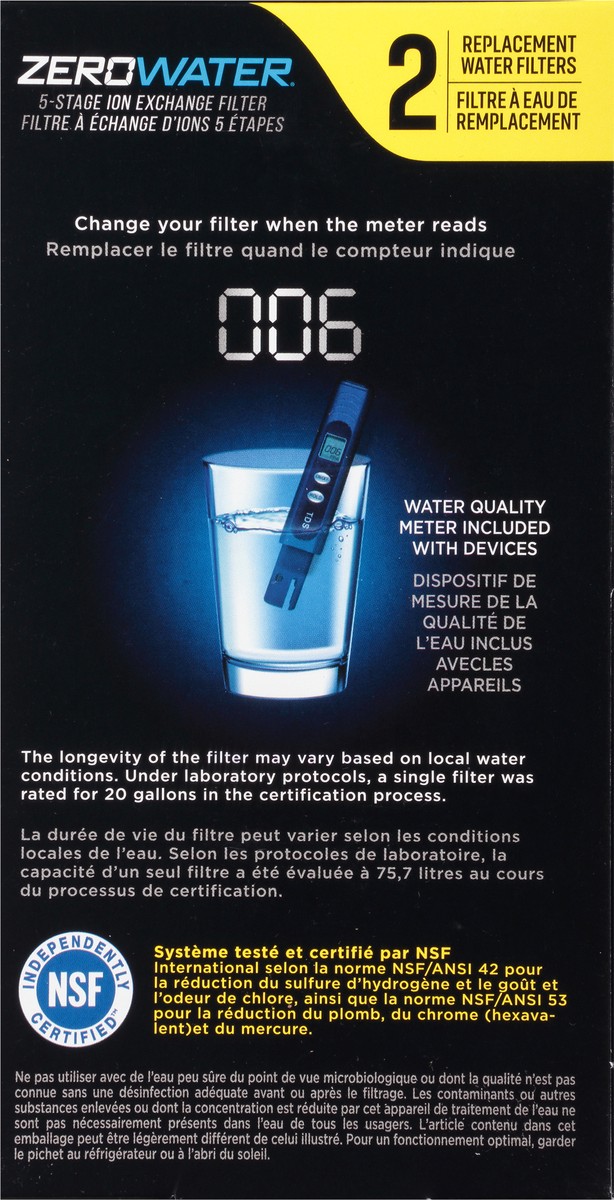 slide 8 of 10, ZeroWater Replacement Advanced Filtration Zero Dissolved Solid 5 Stage Water Filters 2 ea, 2 ct