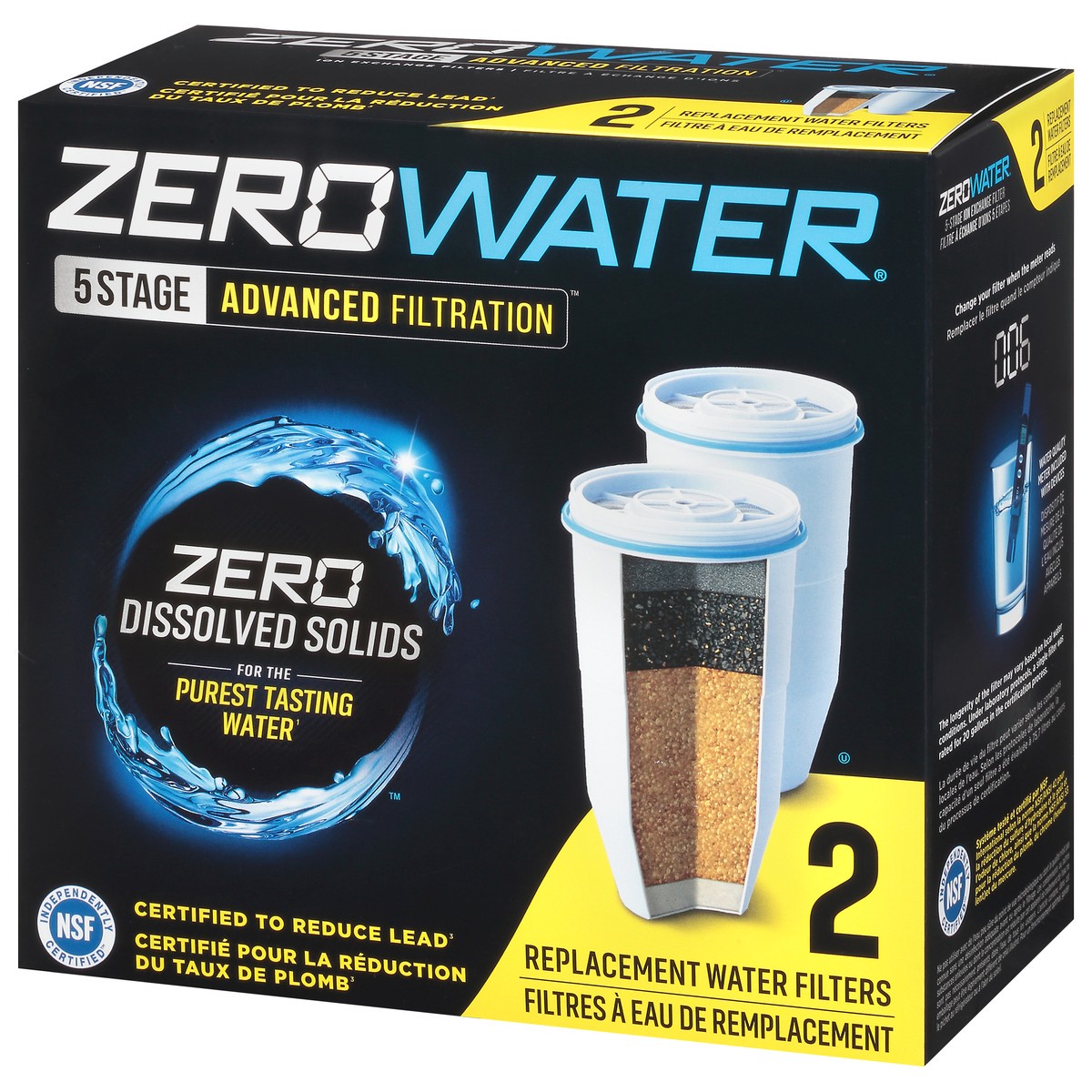 slide 7 of 10, ZeroWater Replacement Advanced Filtration Zero Dissolved Solid 5 Stage Water Filters 2 ea, 2 ct