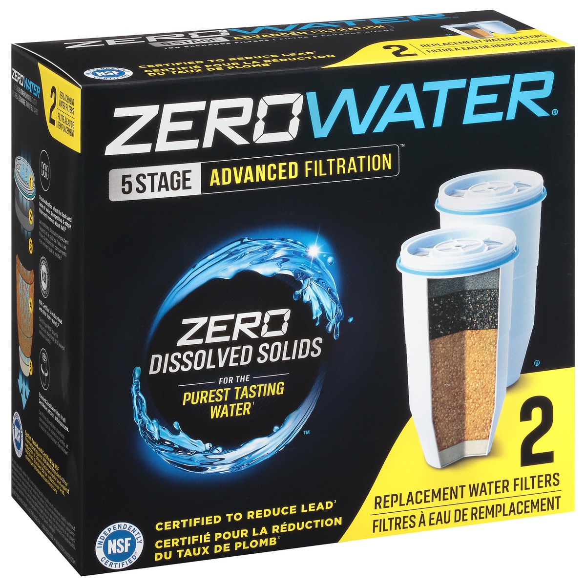 slide 9 of 10, ZeroWater Replacement Advanced Filtration Zero Dissolved Solid 5 Stage Water Filters 2 ea, 2 ct