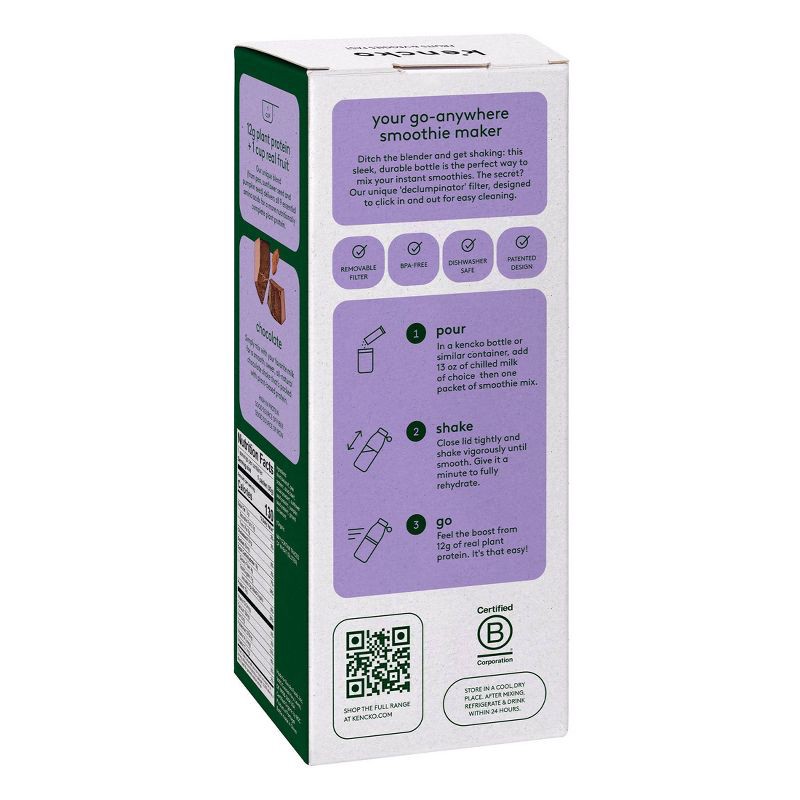 slide 6 of 9, Kencko Organic Instant Fruit and Veggie Protein Smoothies Starter Pack, Bottle + 1 Free Protein Smoothie - 1.2oz, 1.2 oz