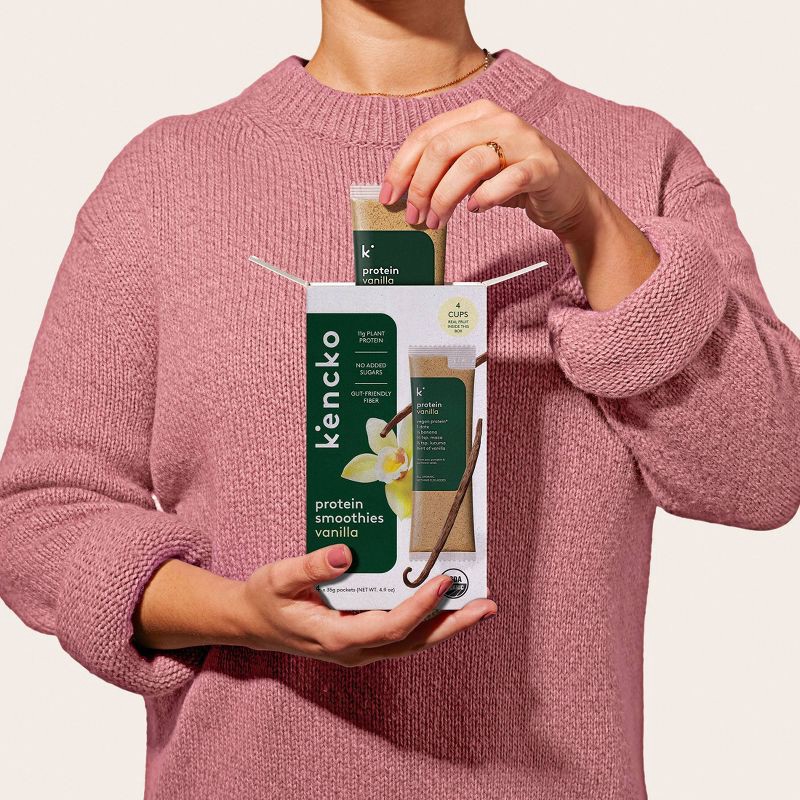 slide 3 of 9, Kencko Vanilla Organic Instant Fruit and Veggie Protein Smoothies Powdered Drink Mix - 4pk/1.23oz Packets, 4 ct, 1.23 oz