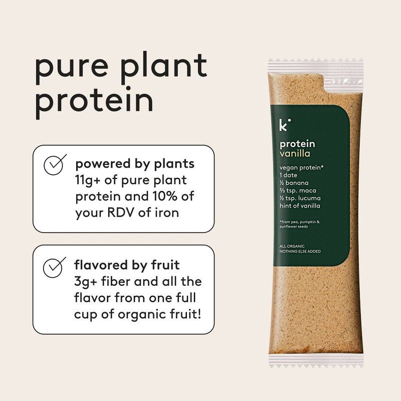 slide 7 of 9, Kencko Vanilla Organic Instant Fruit and Veggie Protein Smoothies Powdered Drink Mix - 4pk/1.23oz Packets, 4 ct, 1.23 oz