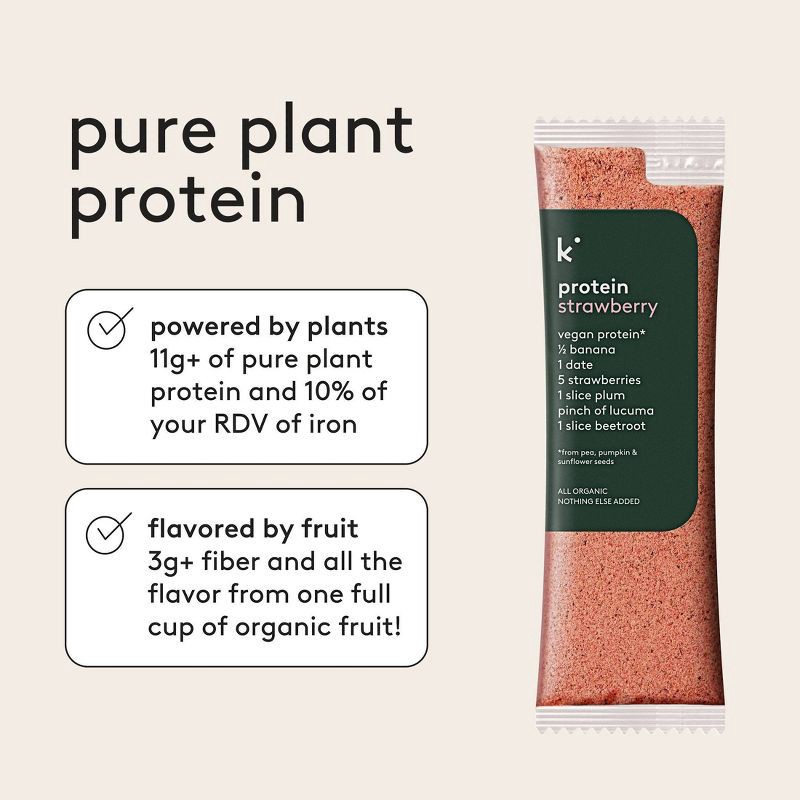 slide 7 of 9, Kencko Strawberry Organic Instant Fruit and Veggie Protein Smoothies, Powdered Drink Mix - 4pk/1.23oz Packets, 4 ct, 1.23 oz