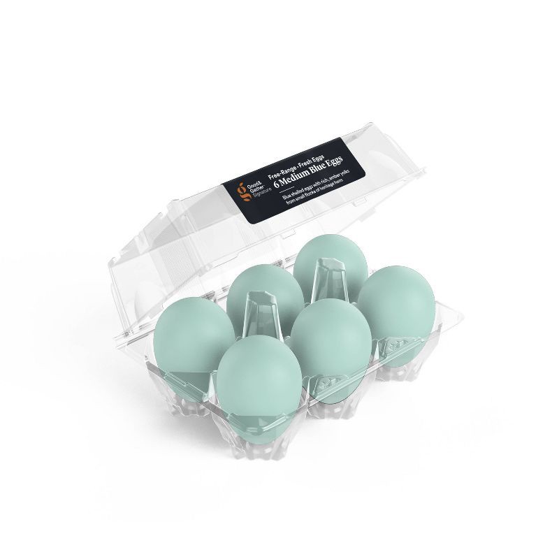 slide 2 of 3, Signature Free Range Blue Eggs - 6ct - Good & Gather™, 6 ct