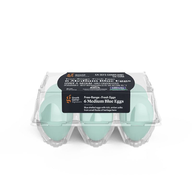 slide 1 of 3, Signature Free Range Blue Eggs - 6ct - Good & Gather™, 6 ct