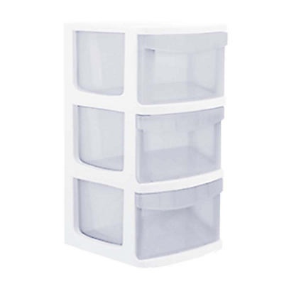 slide 1 of 1, Starplast White 3-Drawers Medium Storage Rack, 1 ct