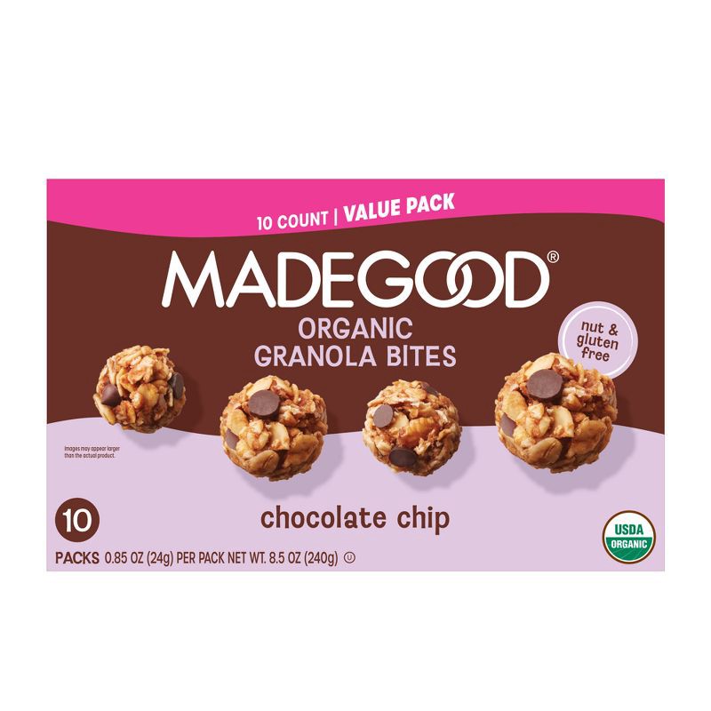 slide 2 of 6, MadeGood Snack Bars Chocolate Chip Granola Minis Family Pack - 8.5oz/10ct, 8.5 oz, 10 ct