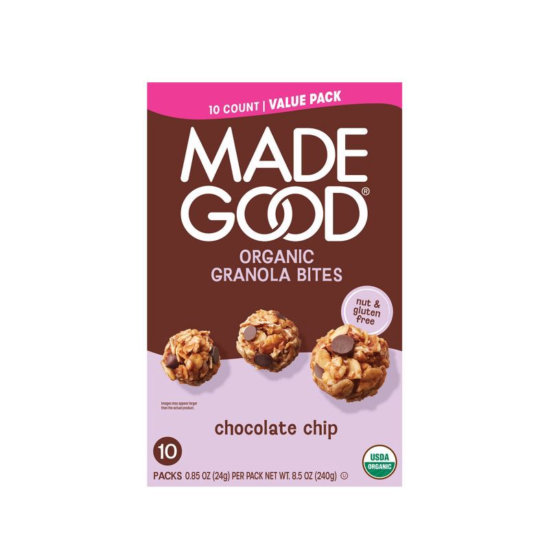 slide 1 of 6, MadeGood Snack Bars Chocolate Chip Granola Minis Family Pack - 8.5oz/10ct, 8.5 oz, 10 ct
