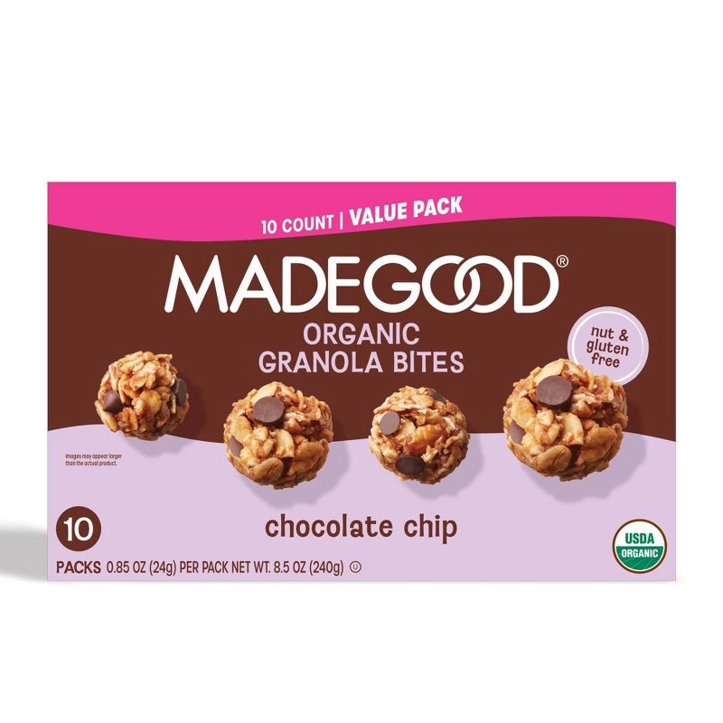 slide 5 of 6, MadeGood Snack Bars Chocolate Chip Granola Minis Family Pack - 8.5oz/10ct, 8.5 oz, 10 ct
