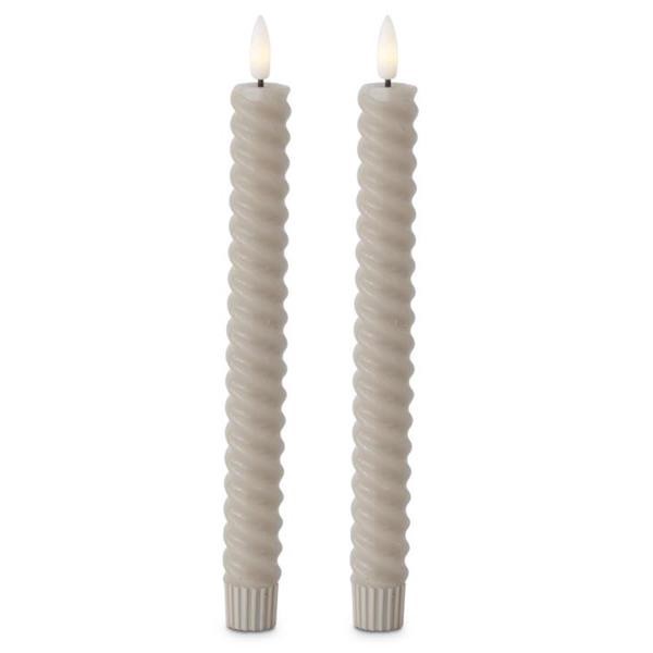 slide 1 of 1, 9.75" Spiral Taper Candles In Taupe, Set Of 2, 2 ct