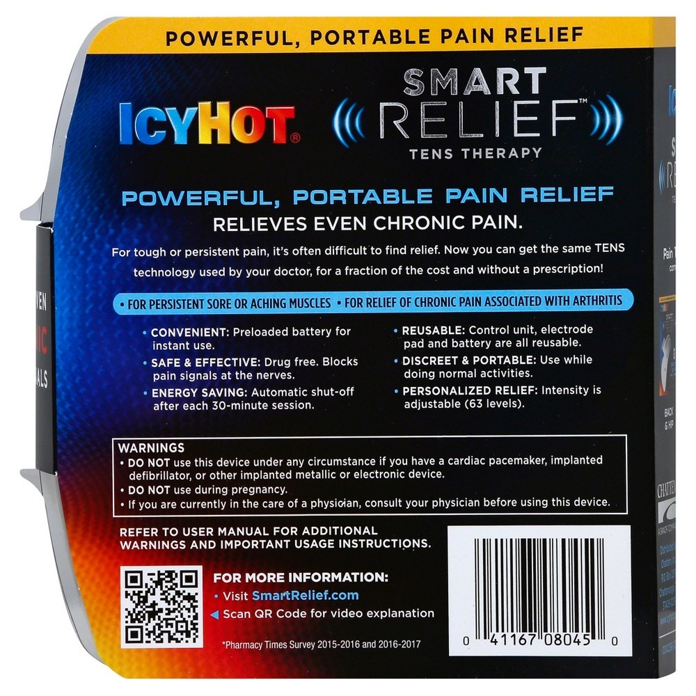 Icy Hot Smart Relief Tens Therapy Back & Hip Pain Therapy 2 ct