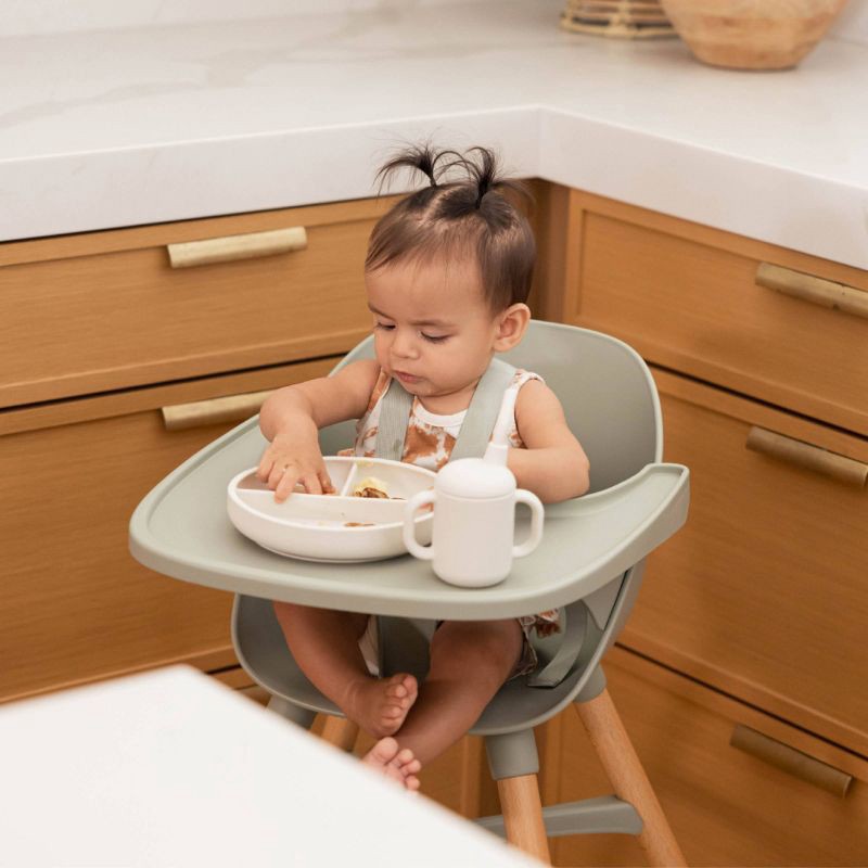 slide 2 of 11, Lalo Silicone Suction Plate with Lid - Oatmeal, 1 ct