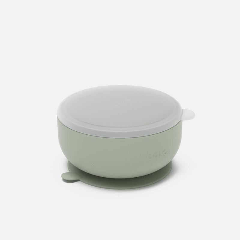 slide 11 of 11, Lalo Silicone Suction Bowl with Lid - Sage, 1 ct