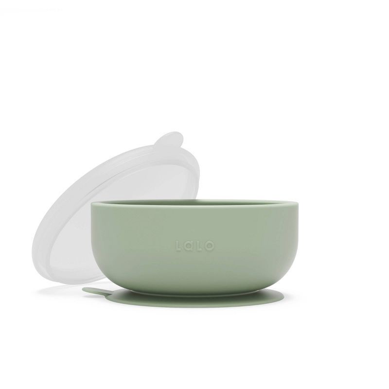 slide 1 of 11, Lalo Silicone Suction Bowl with Lid - Sage, 1 ct