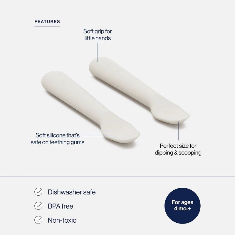 slide 3 of 9, Lalo 2pk Silicone Baby Spoons - Oatmeal, 2 ct