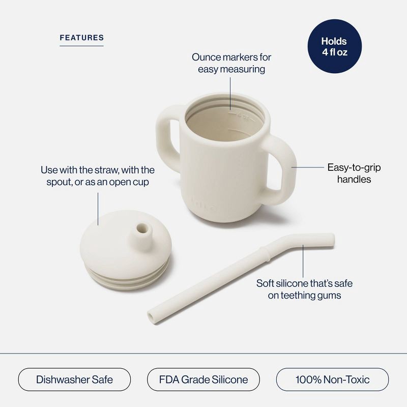 slide 3 of 10, Lalo 4 fl oz 3-in-1 Silicone Training Cup with Straw - Oatmeal, 4 fl oz