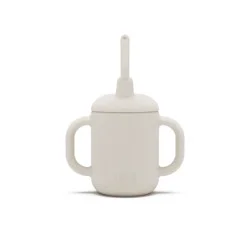Lalo 4 fl oz 3-in-1 Silicone Training Cup with Straw - Oatmeal