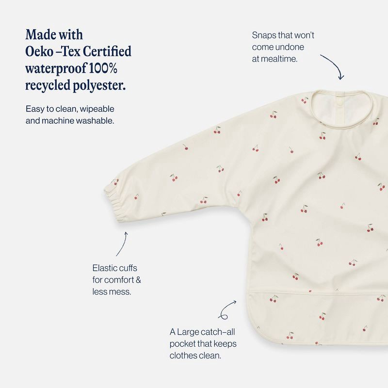 slide 4 of 9, Lalo Long Sleeve Smock Bib - Cherry, 1 ct