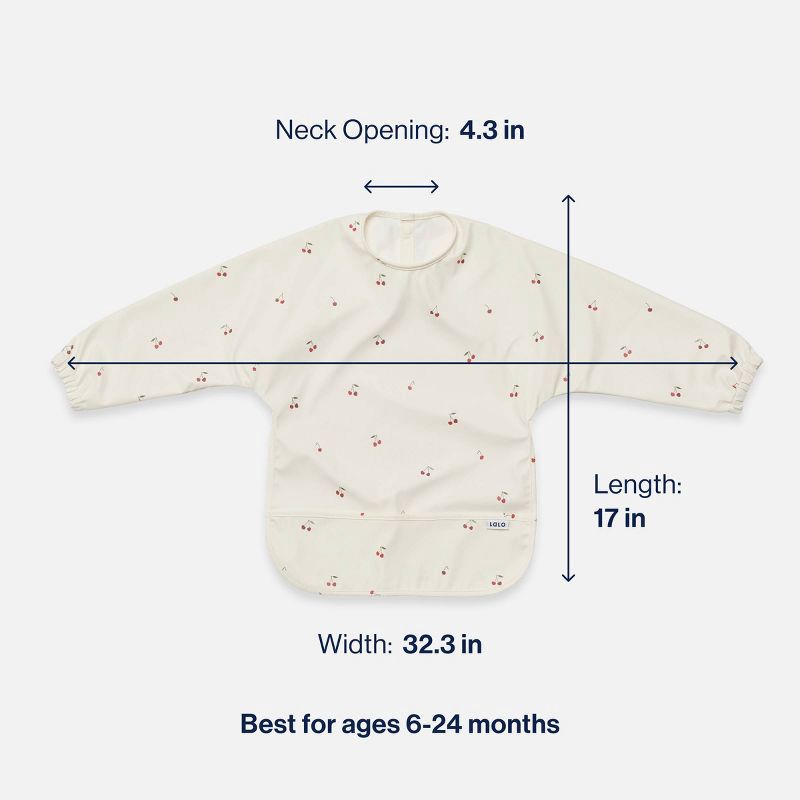 slide 5 of 9, Lalo Long Sleeve Smock Bib - Cherry, 1 ct