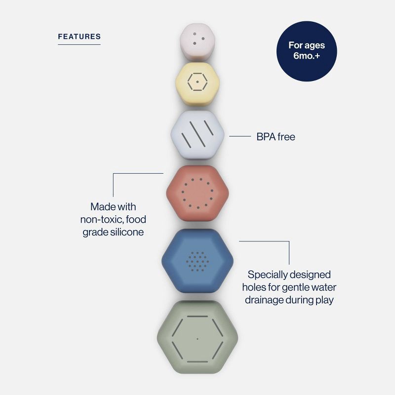 slide 4 of 7, Lalo 6pc Silicone Stacking Cups Bath Toy, 6 ct