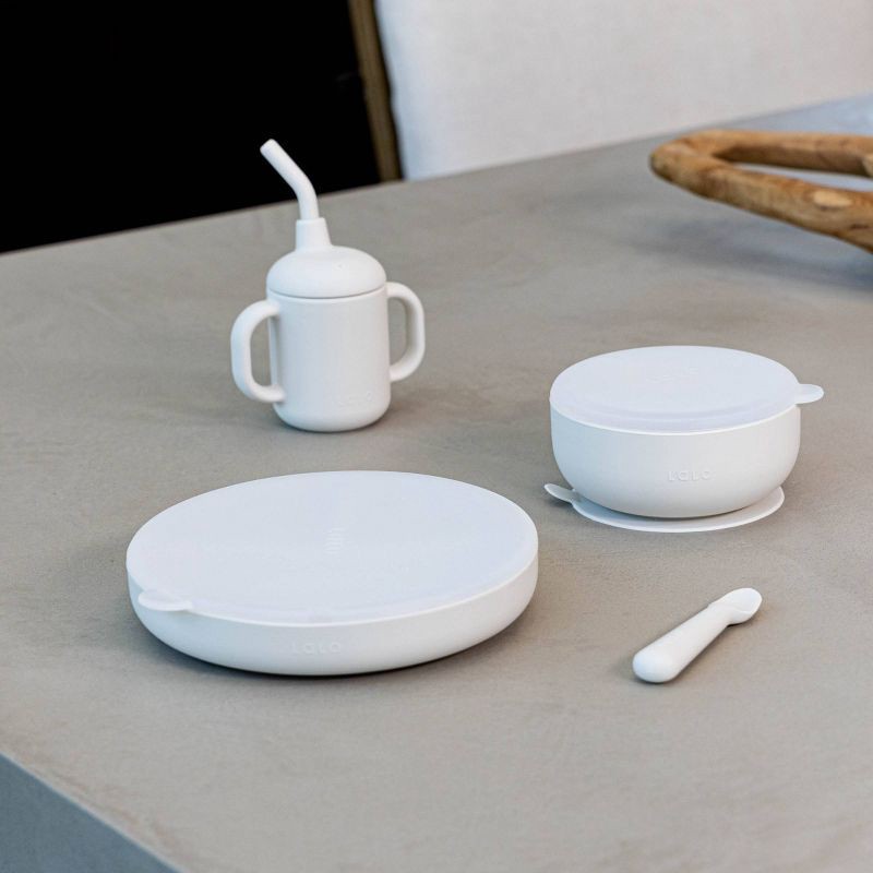 slide 9 of 11, Lalo Silicone Suction Bowl with Lid - Oatmeal, 1 ct