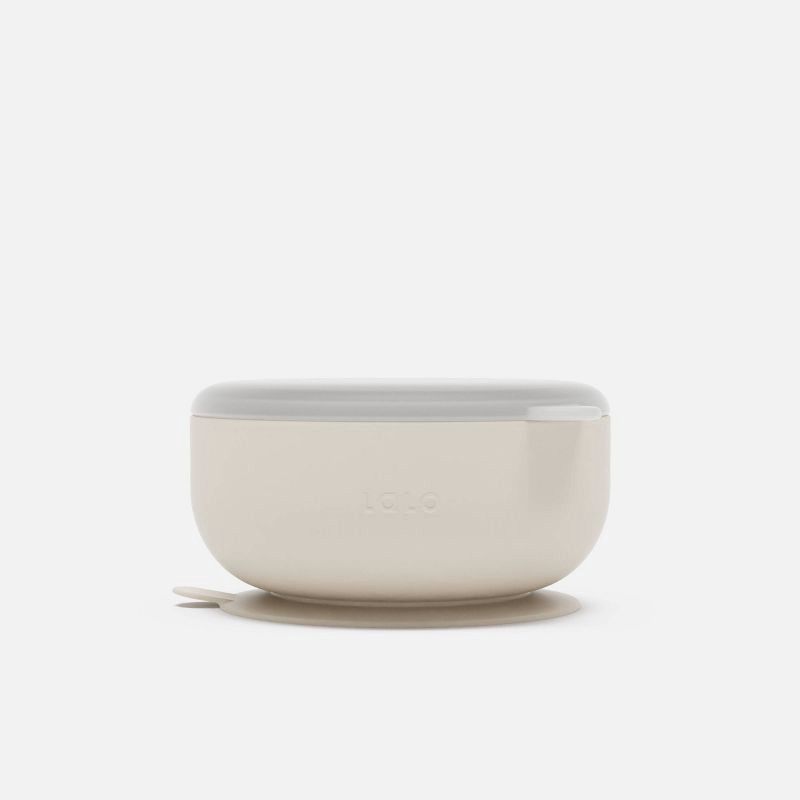 slide 10 of 11, Lalo Silicone Suction Bowl with Lid - Oatmeal, 1 ct