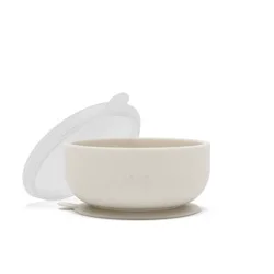 Lalo Silicone Suction Bowl with Lid - Oatmeal