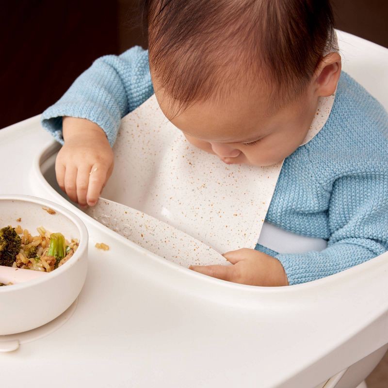 slide 2 of 10, Lalo 2pk Silicone Bibs - Oatmeal, 2 ct