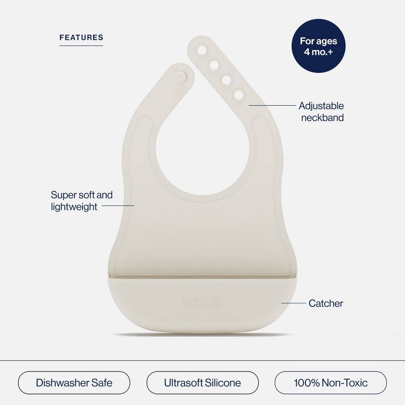 slide 3 of 10, Lalo 2pk Silicone Bibs - Oatmeal, 2 ct