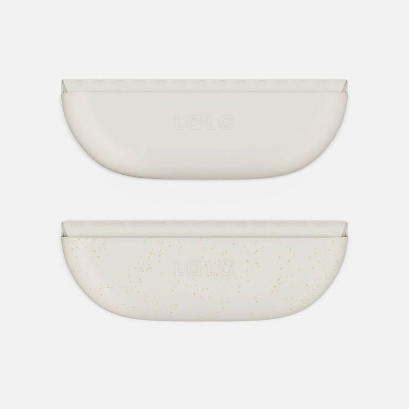 slide 9 of 10, Lalo 2pk Silicone Bibs - Oatmeal, 2 ct