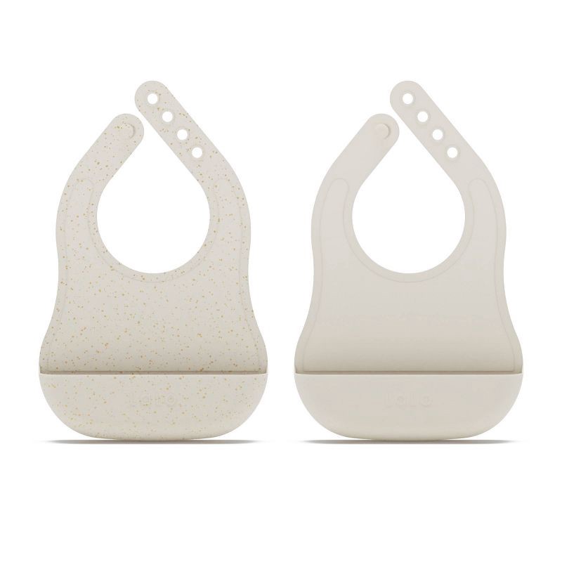 slide 1 of 10, Lalo 2pk Silicone Bibs - Oatmeal, 2 ct