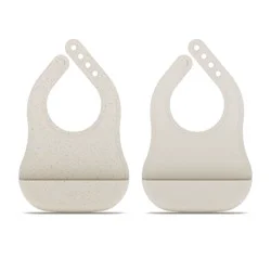 Lalo 2pk Silicone Bibs - Oatmeal