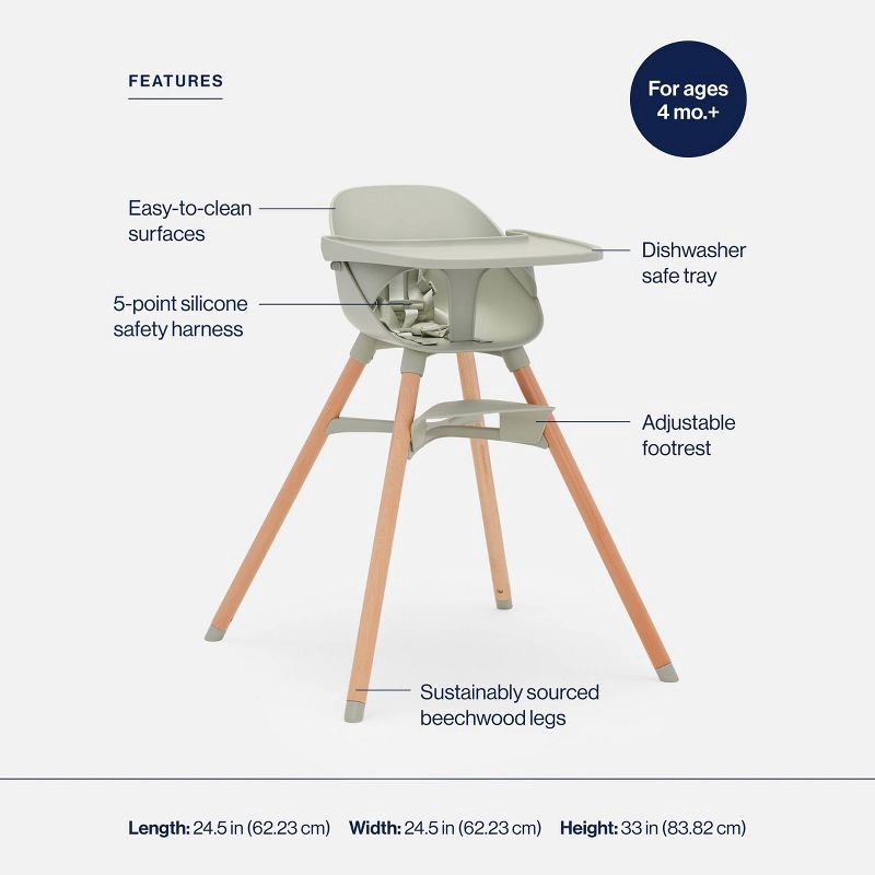 slide 3 of 9, Lalo High Chair - Sage, 1 ct