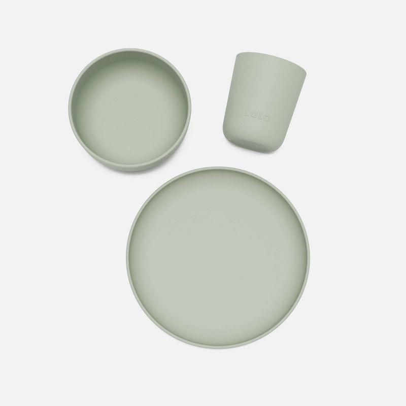 slide 7 of 10, Lalo 3pc Toddler Mealtime Set Silicone Plate, Bowl, and Cup - Sage, 3 ct