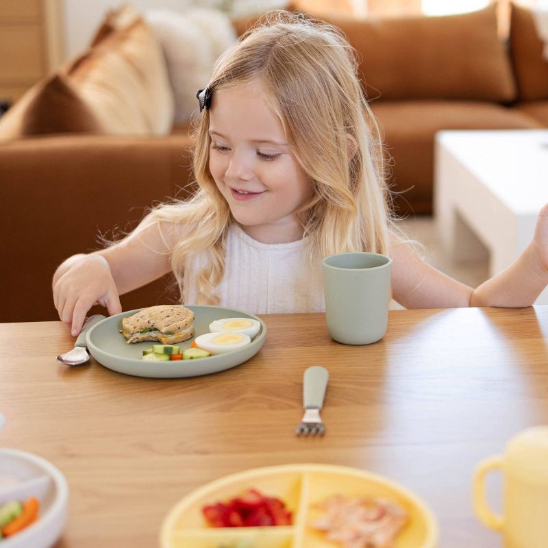 slide 10 of 10, Lalo 3pc Toddler Mealtime Set Silicone Plate, Bowl, and Cup - Sage, 3 ct