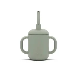 Lalo 4 fl oz 3-in-1 Silicone Training Cup with Straw - Sage