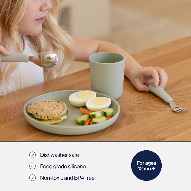 slide 4 of 11, Lalo 2pc Stainless Steel Fork + Spoon Utensils Set - Oatmeal, 2 ct