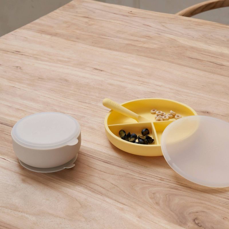 slide 7 of 11, Lalo Silicone Suction Plate with Lid - Sage, 1 ct