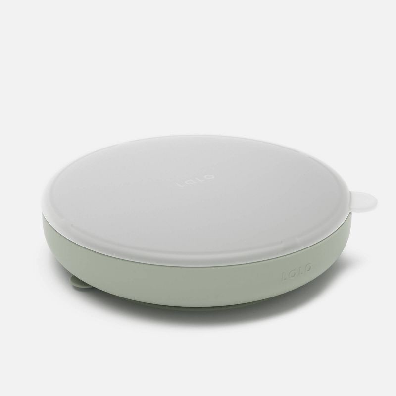 slide 11 of 11, Lalo Silicone Suction Plate with Lid - Sage, 1 ct