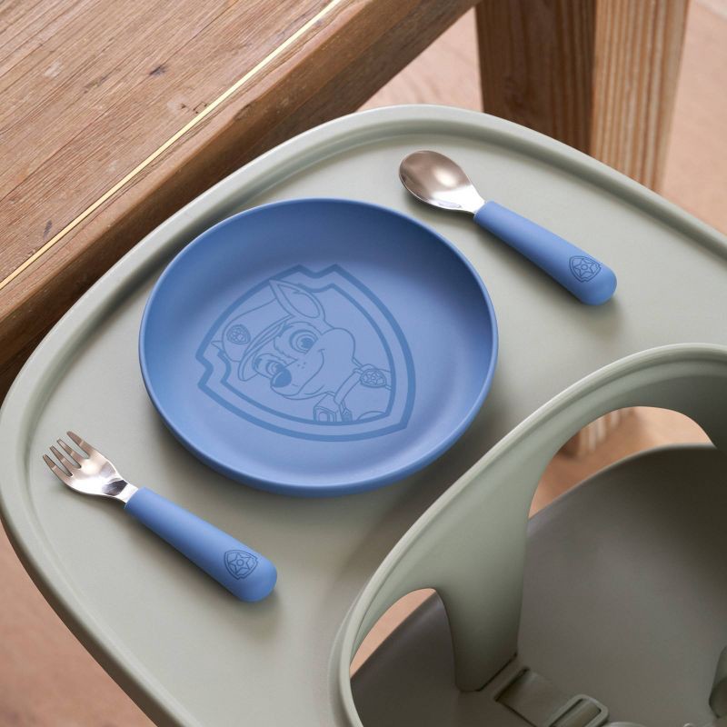 slide 2 of 8, Lalo PAW Patrol 3pc Silicone Plate + Utensils Set - Chase, 3 ct