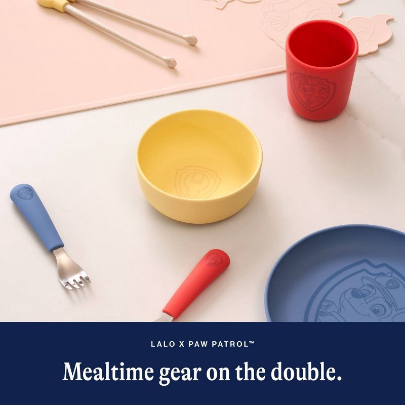 slide 4 of 8, Lalo PAW Patrol 3pc Silicone Plate + Utensils Set - Chase, 3 ct