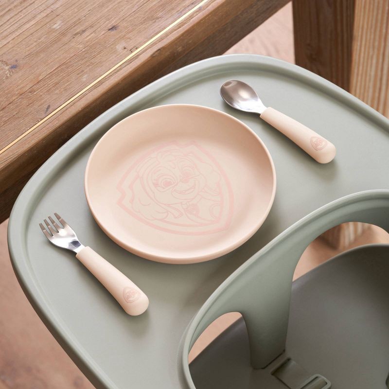 slide 2 of 8, Lalo PAW Patrol 3pc Silicone Plate + Utensils Set - Skye, 3 ct