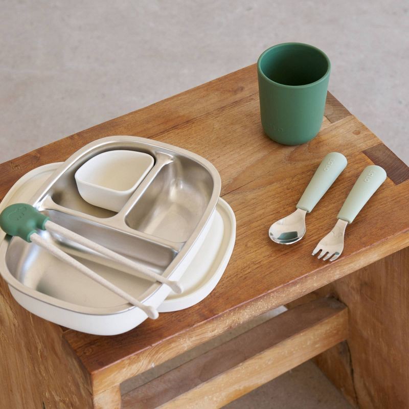 slide 5 of 11, Lalo 2pc Stainless Steel Fork + Spoon Utensils Set - Sage, 2 ct