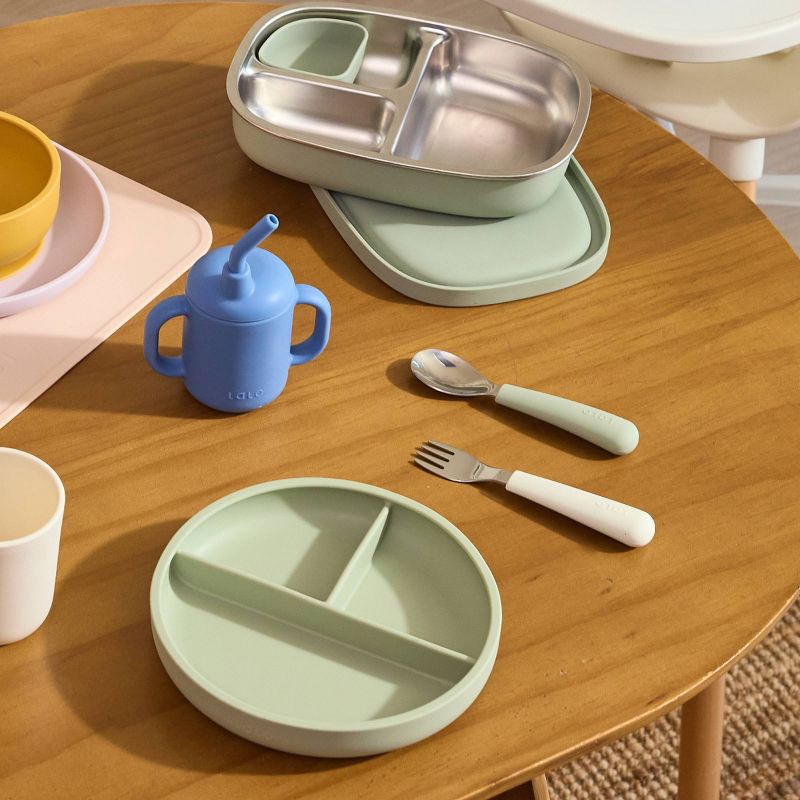 slide 6 of 11, Lalo 2pc Stainless Steel Fork + Spoon Utensils Set - Sage, 2 ct