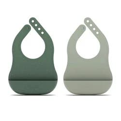 Lalo 2pk Silicone Bibs - Sage