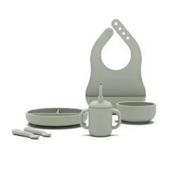 Lalo 6pc Silicone First Bites Full Kit Feeding Set - Sage