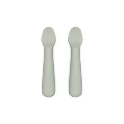 Lalo 2pk Silicone Baby Spoons - Sage