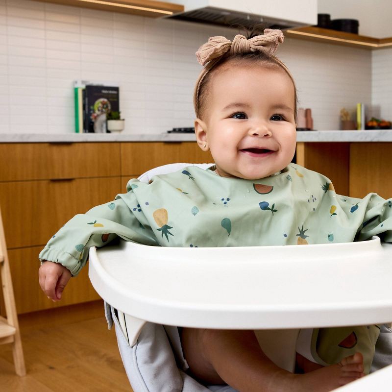 slide 3 of 9, Lalo Long Sleeve Smock Bib - Sage Fruit, 1 ct
