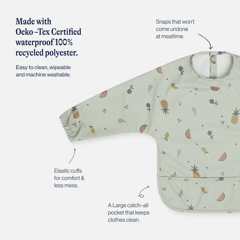 slide 4 of 9, Lalo Long Sleeve Smock Bib - Sage Fruit, 1 ct