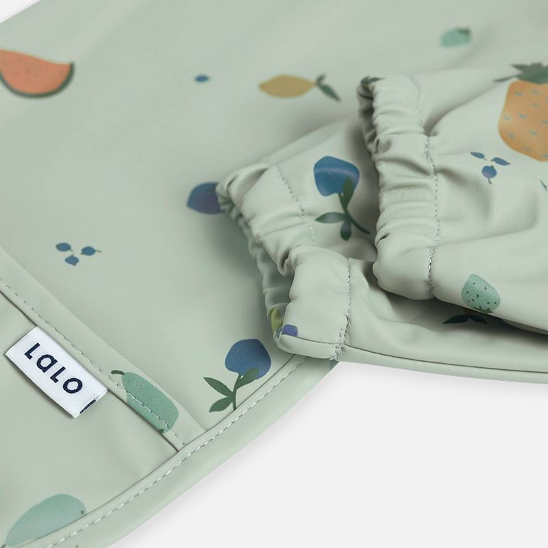 slide 8 of 9, Lalo Long Sleeve Smock Bib - Sage Fruit, 1 ct